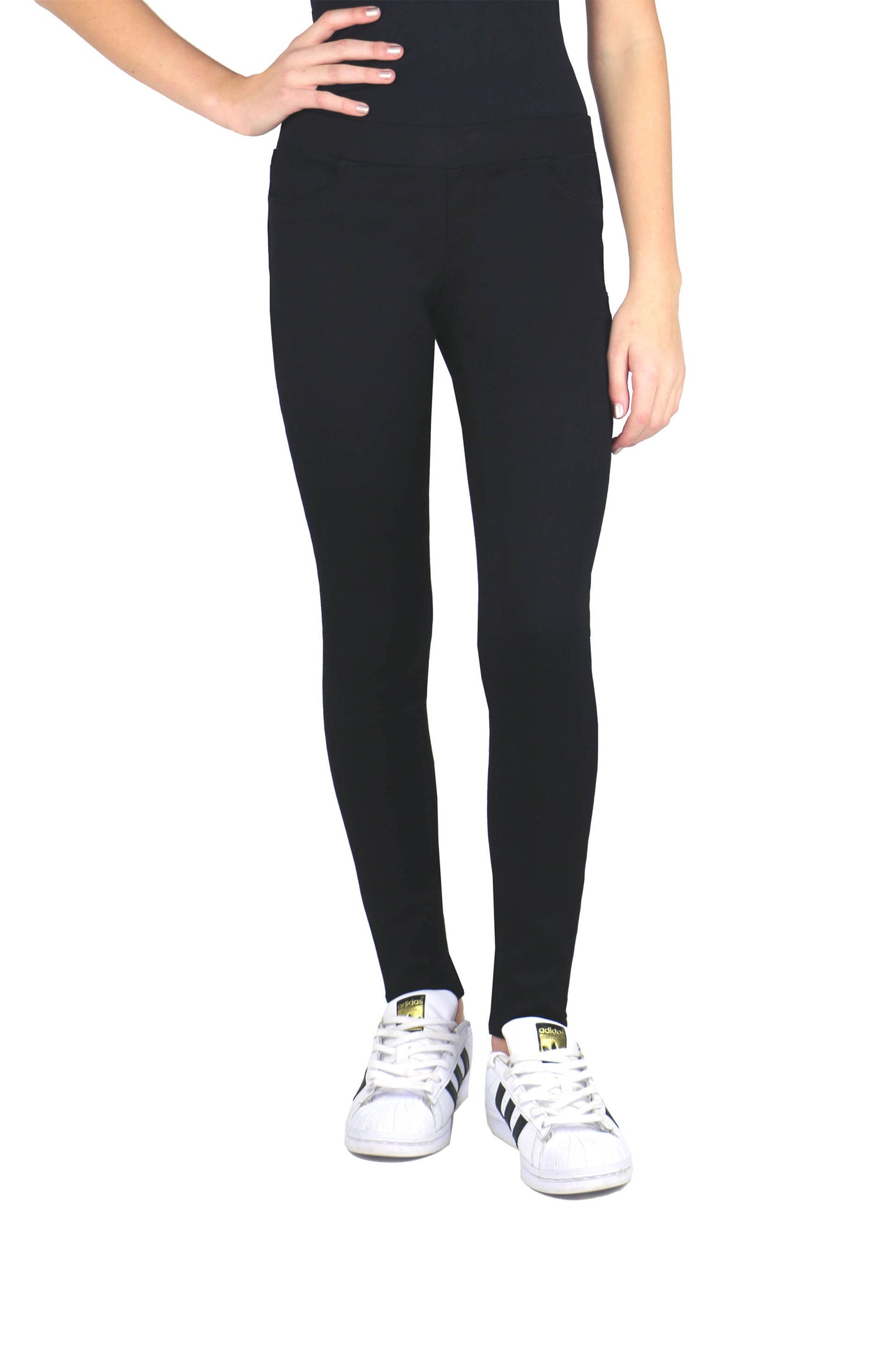 Verna - Mid Rise Pull On Skinny Jegging In Black