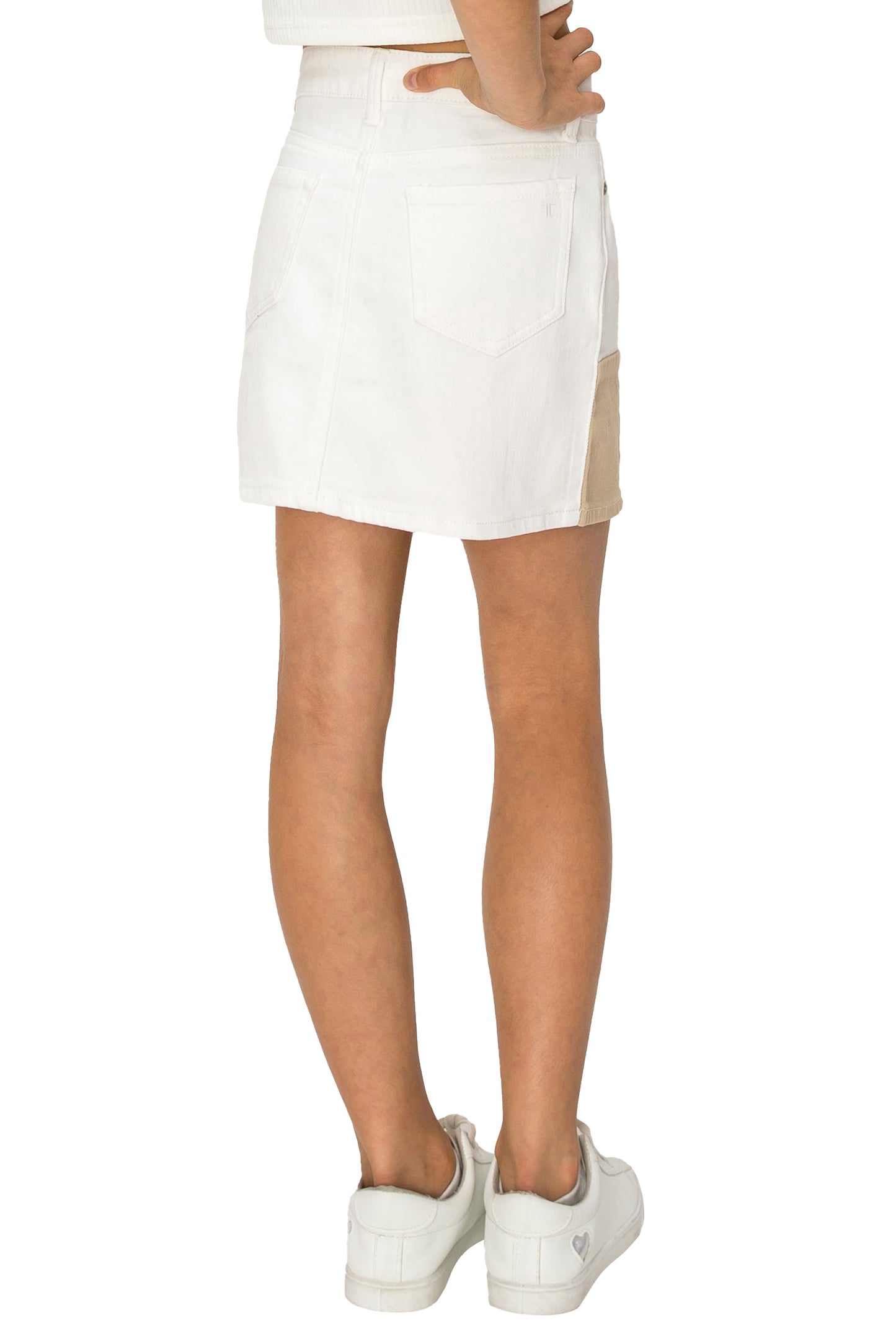 Patchwork Cream Mini Skirt