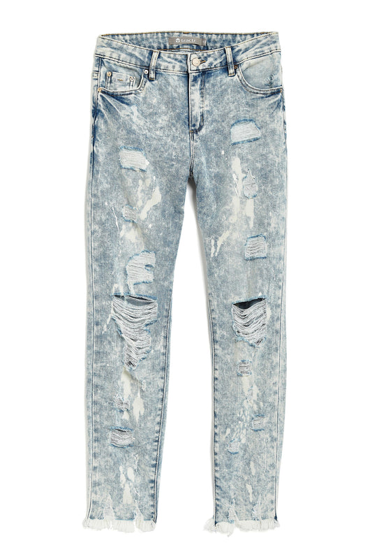 High Rise Distressed Weekender Pants W/ Painter Bleach Spots
