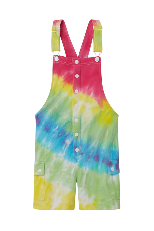 Button Up Front Knit Shortall In Tie Dye