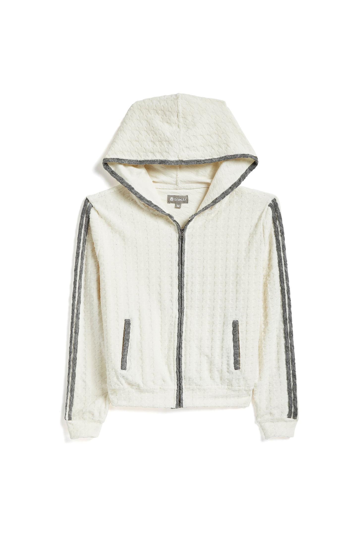 Embossed Houndstooth French Terry Hoodie