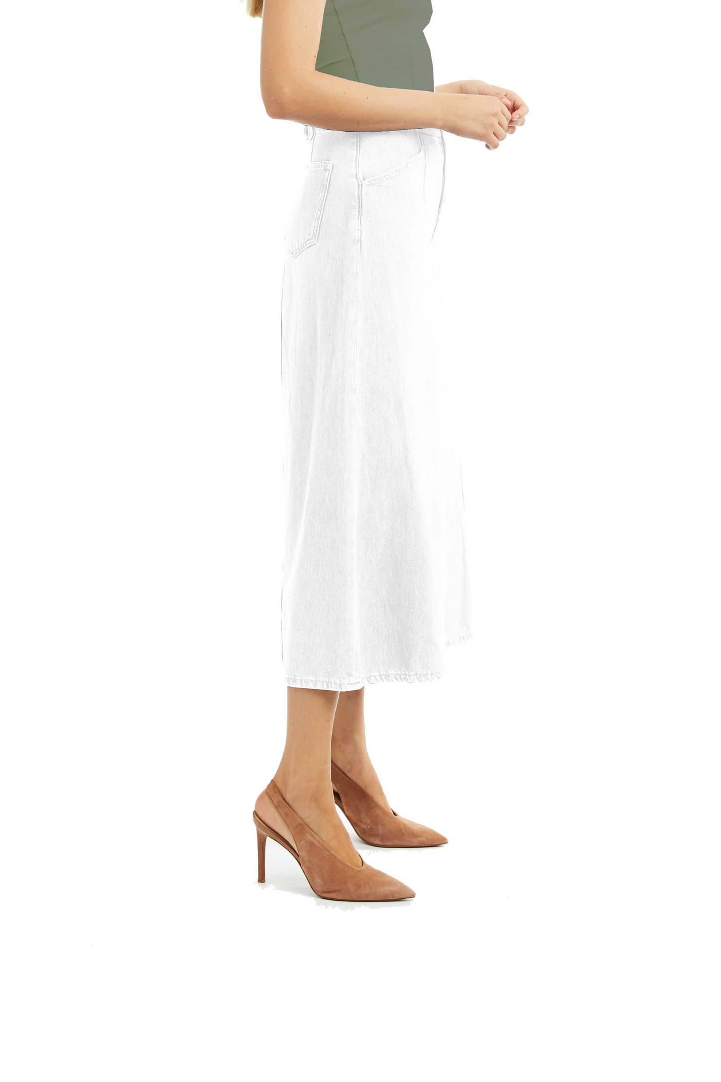 Denim Culotte With Back Waist Buckle