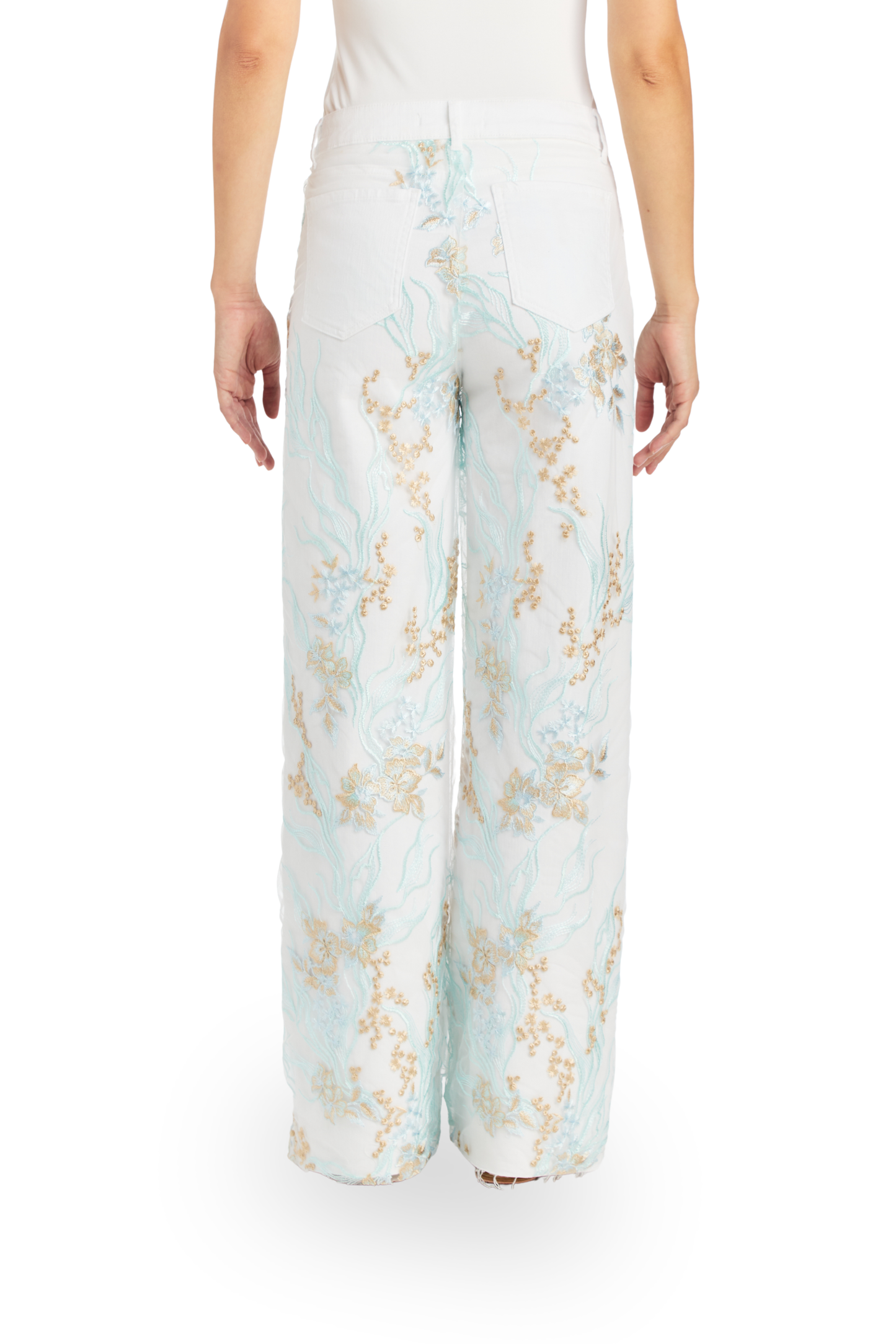 Lace Overlay Wide Leg