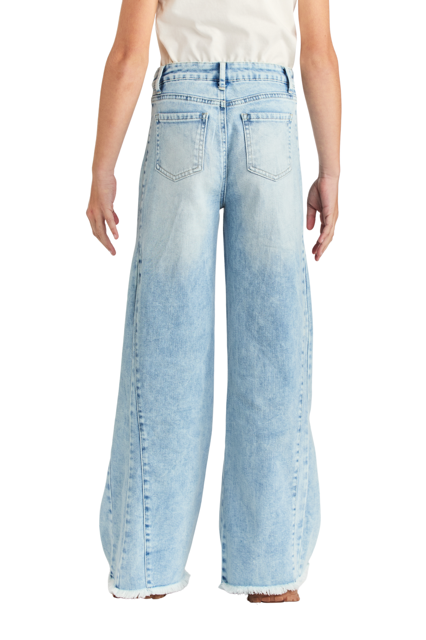 Side Paneled Seam Wide Leg With Fray Hem