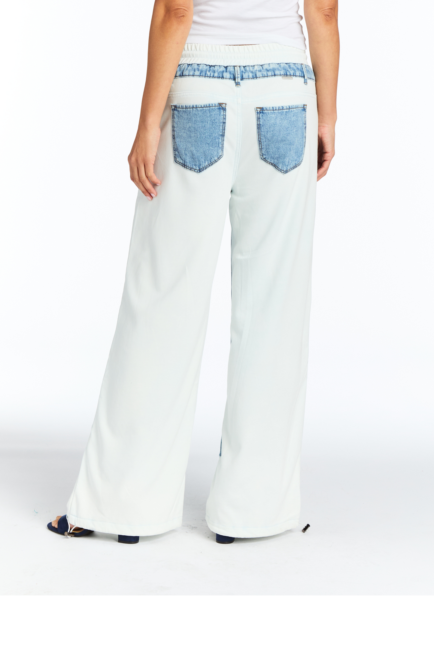 Reconstructed Denim Front French Terry Jogger