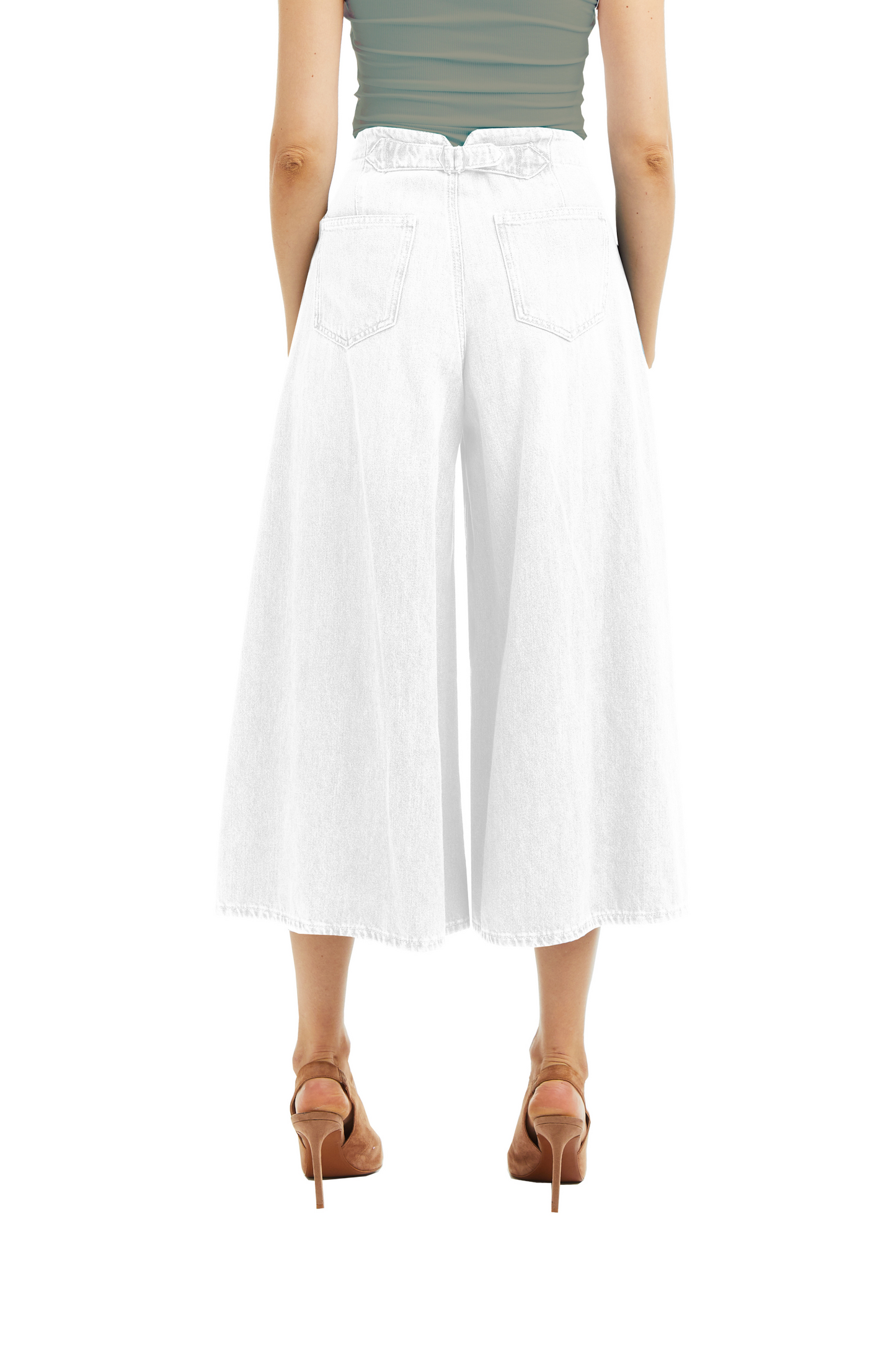 Denim Culotte With Back Waist Buckle