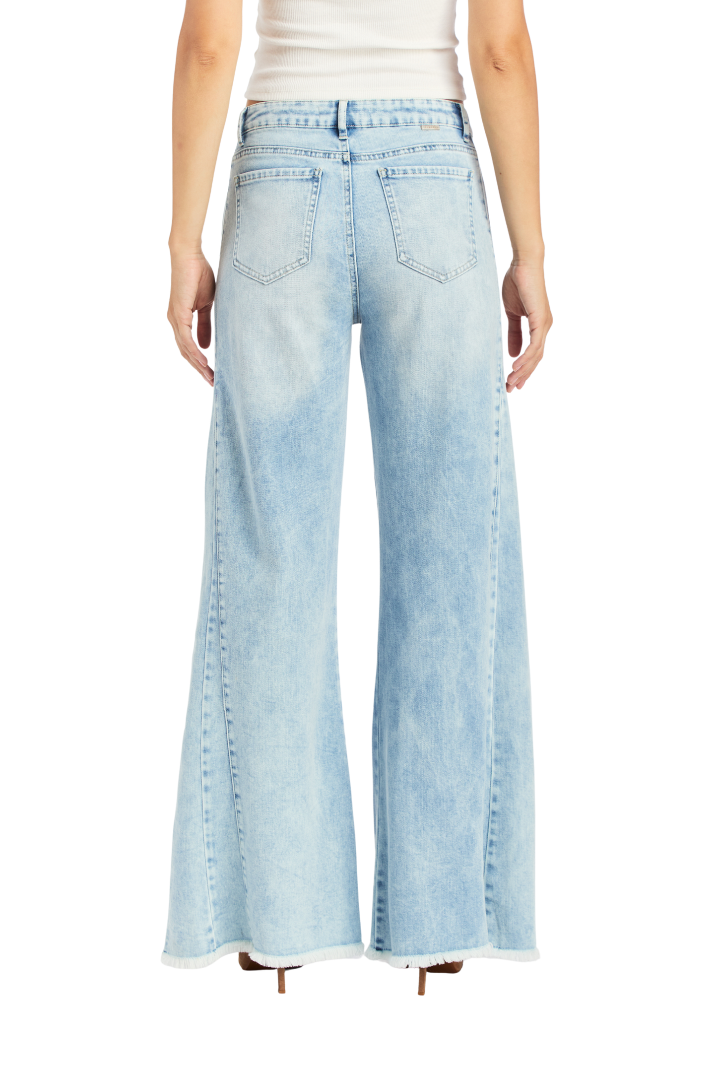 Side Paneled Seam Wide Leg With Fray Hem