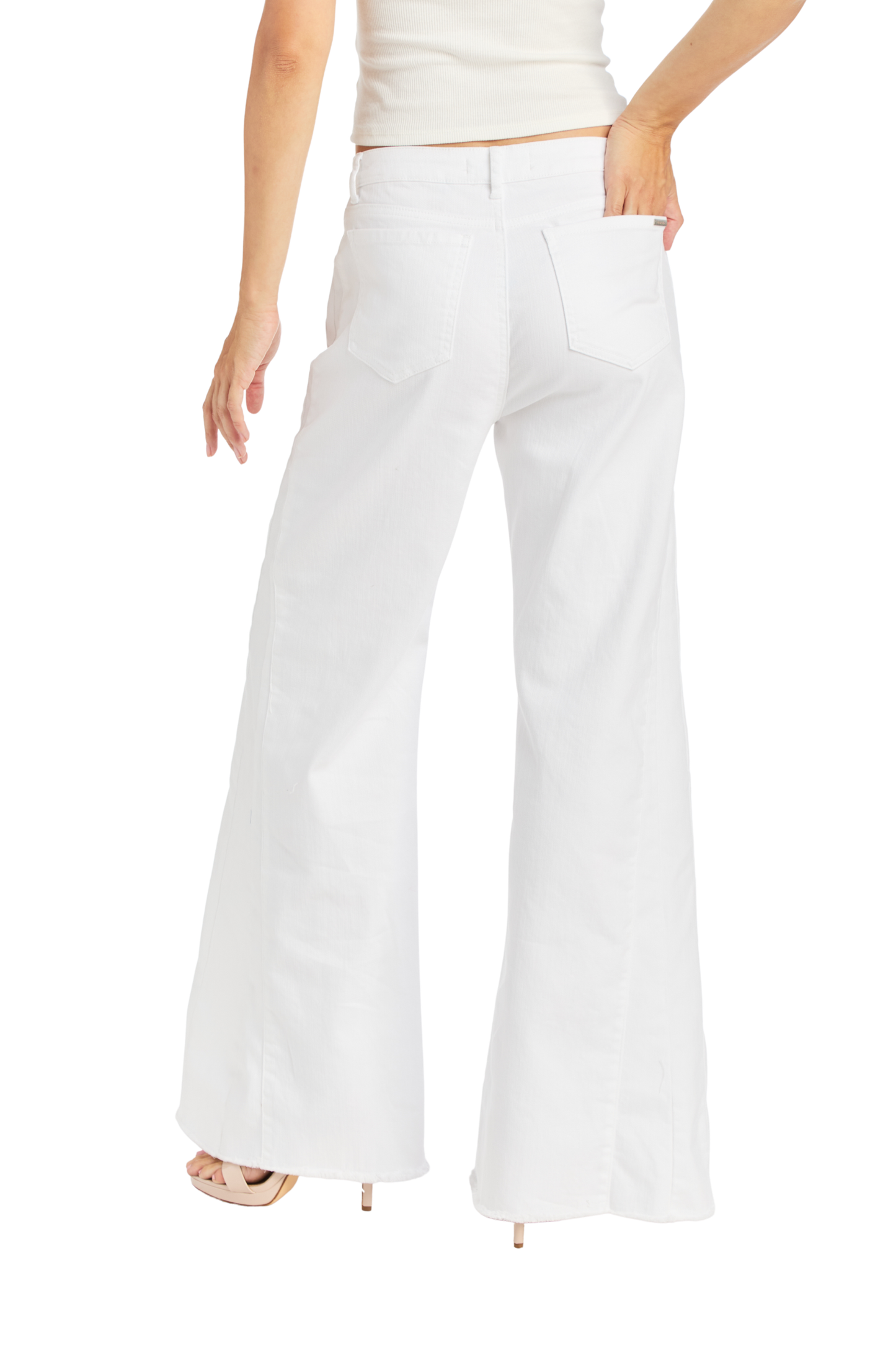 Side Paneled Seam Wide Leg With Fray Hem