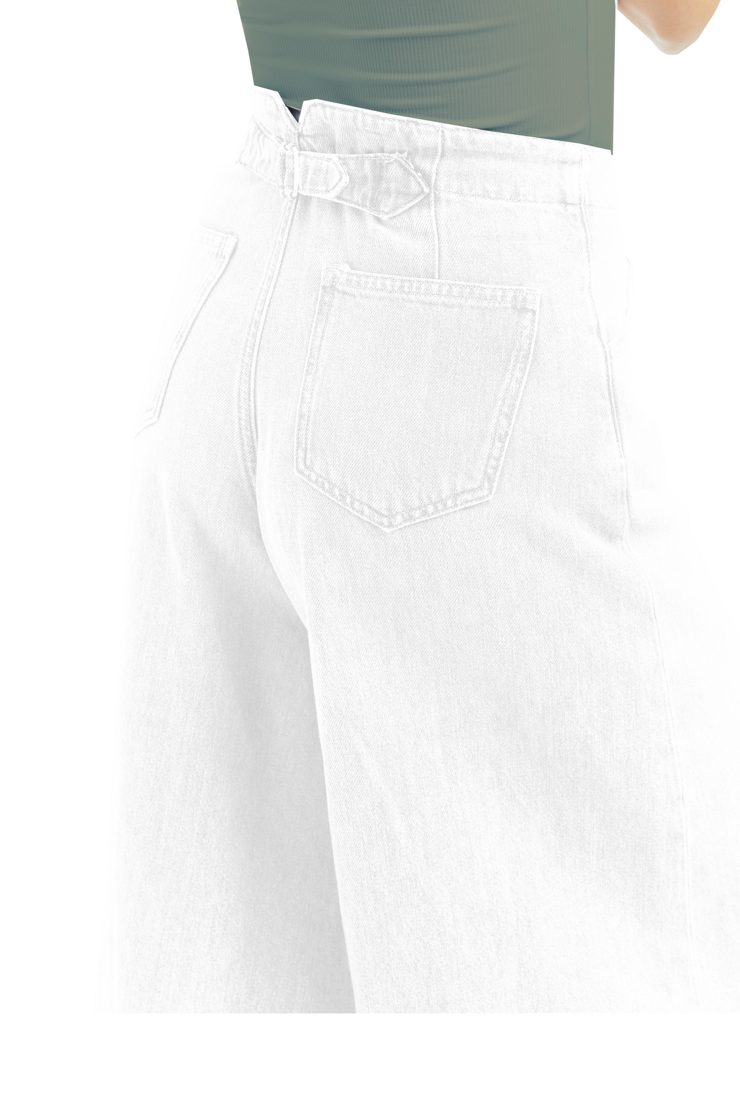 Denim Culotte With Back Waist Buckle