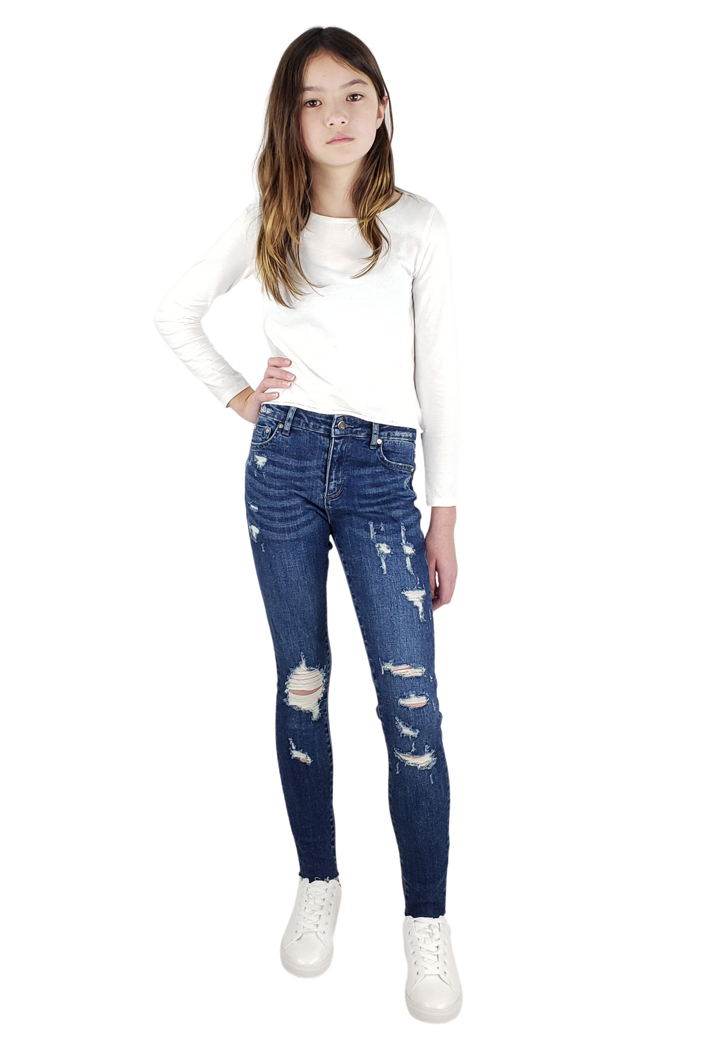 Diane - Basic Mid-Rise Skinny Pant With Destruction