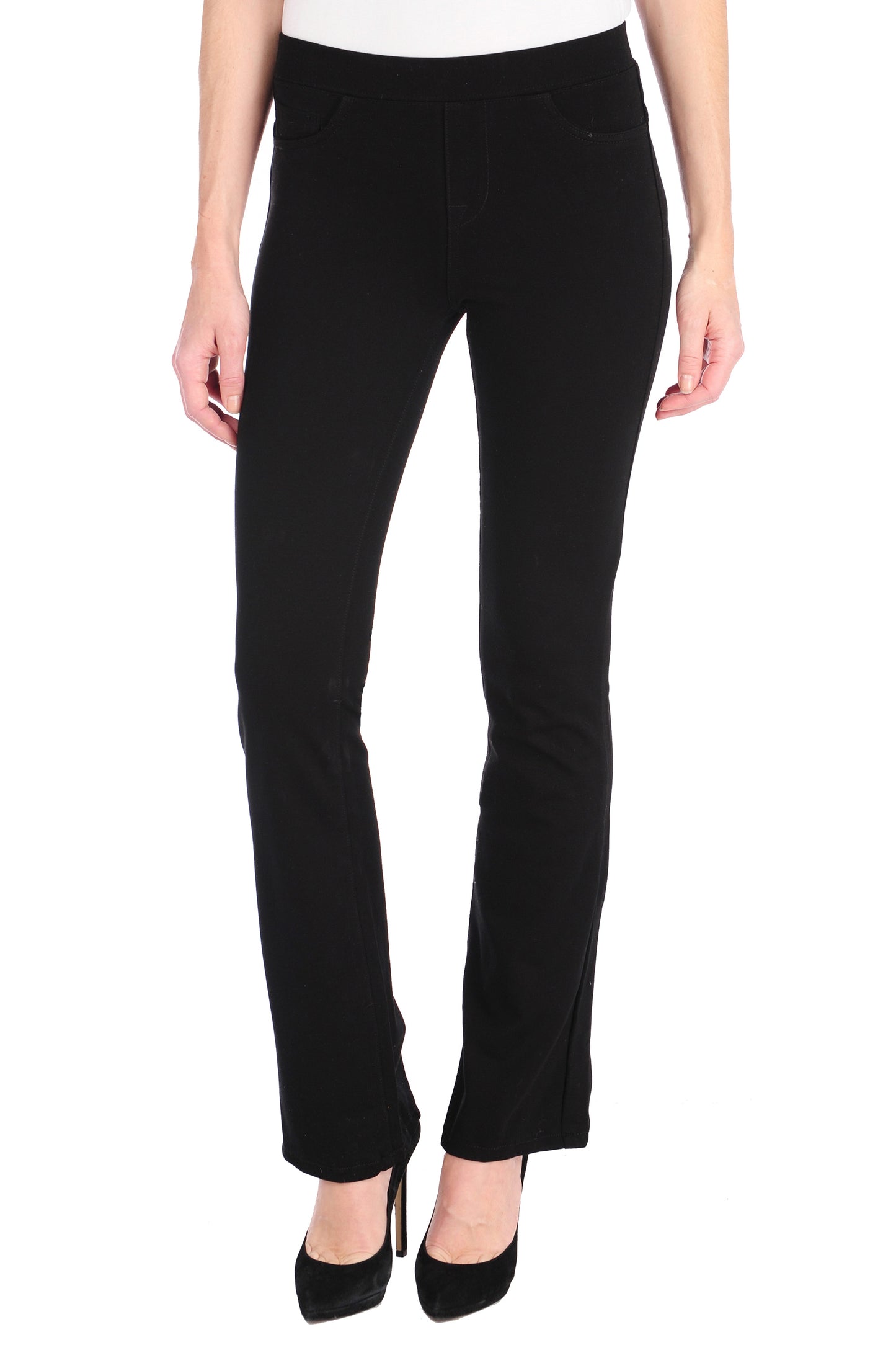 High Rise 5 Pkt Pull On Bootcut Ponte 18 In. Leg Opening