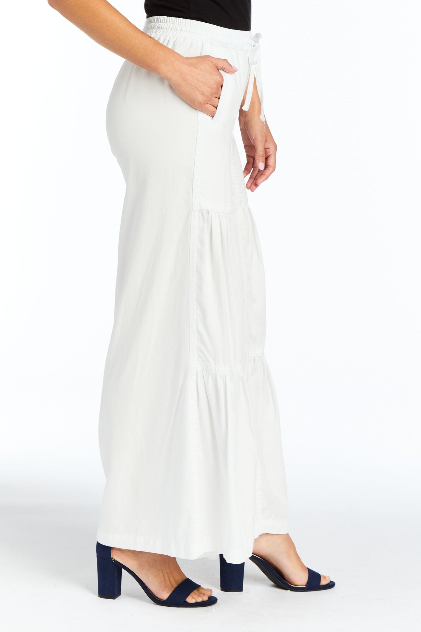 Drawstring Tiered Wide Leg Pull On