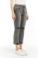 Button Me Up High Rise Crop Flare In Grey