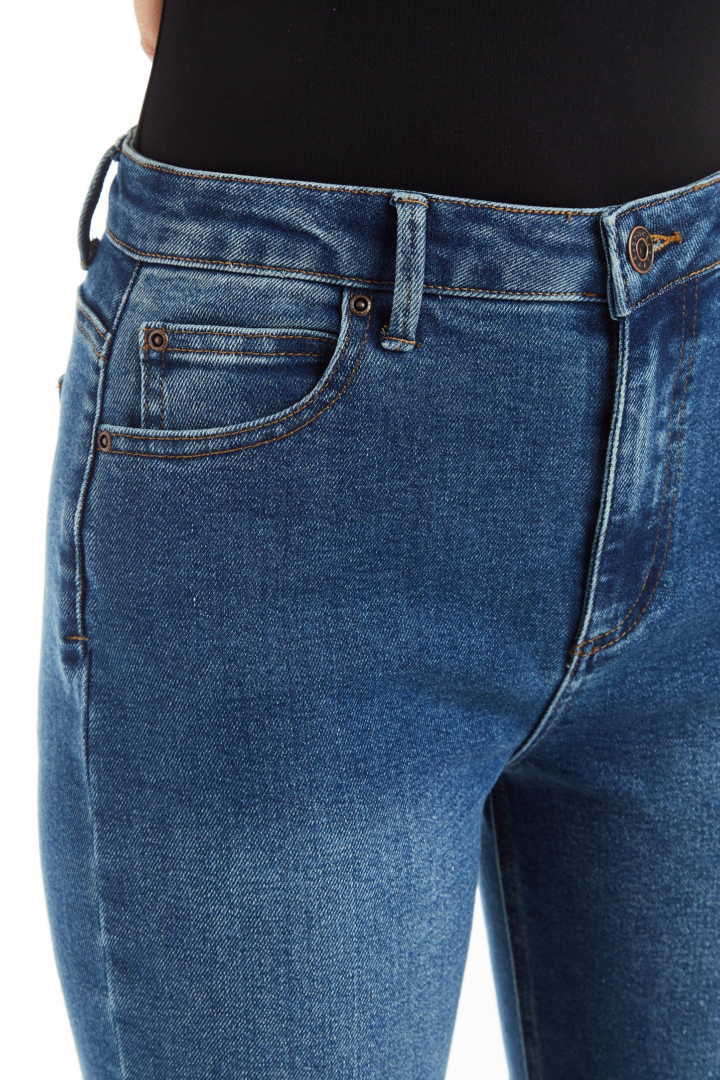 High Rise Ankle Crop Flare With Side Slit Fray Hem