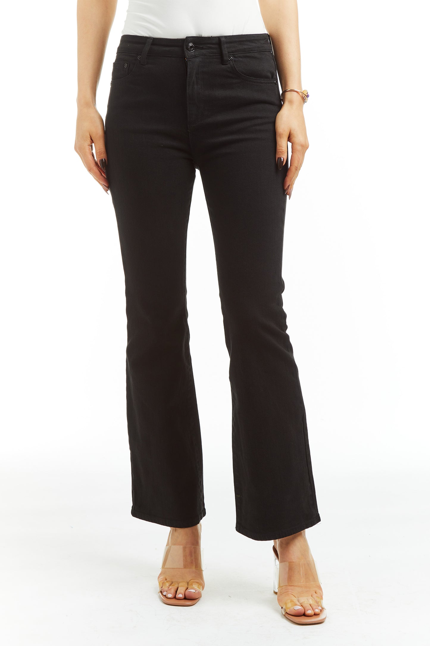 High Rise Loose Flare In Black