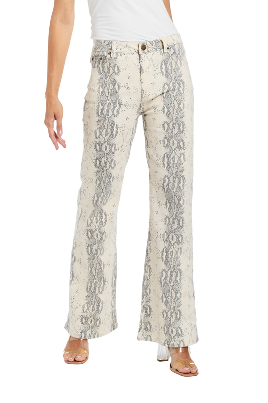 White Snake Print Relax Boot