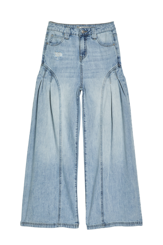 Pleated Side Wide Leg