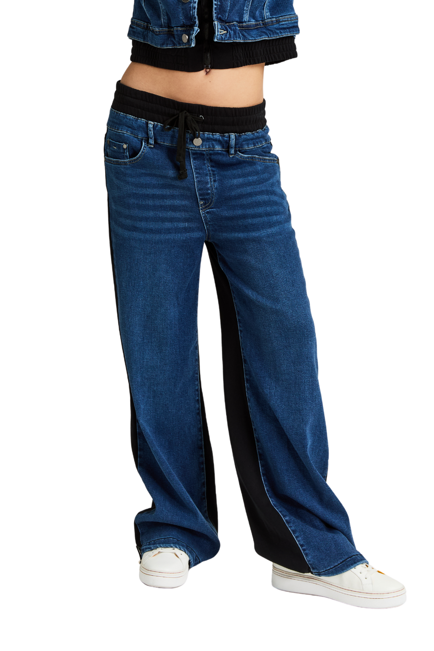 Denim French Terry Combo Wide Leg