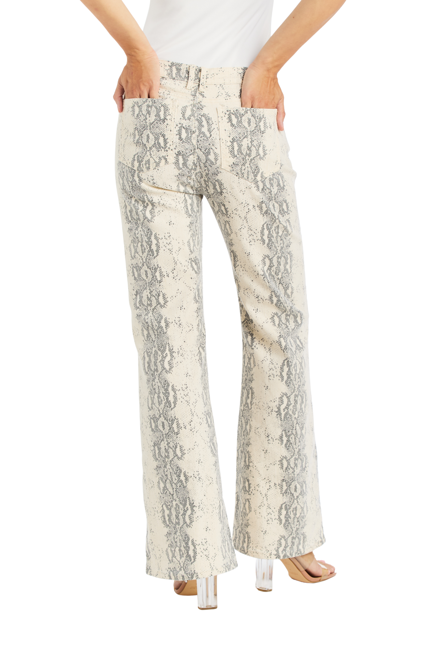 White Snake Print Relax Boot