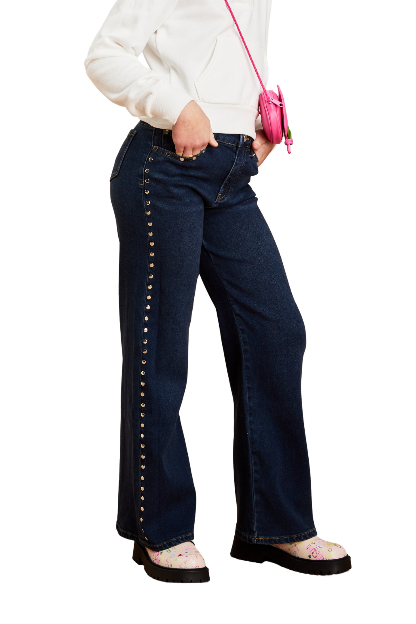 Stud Side Seam Wide Leg