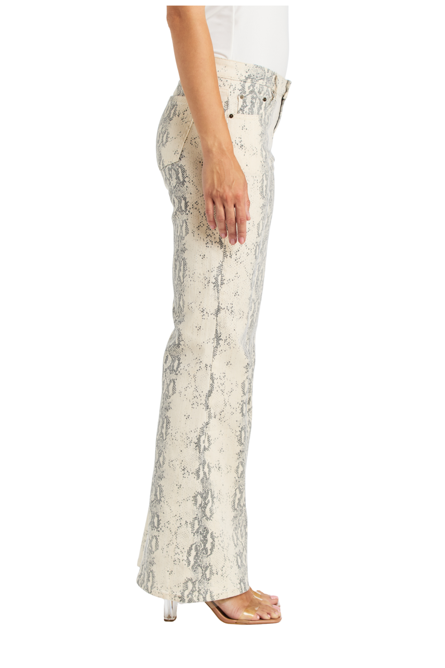 White Snake Print Relax Boot