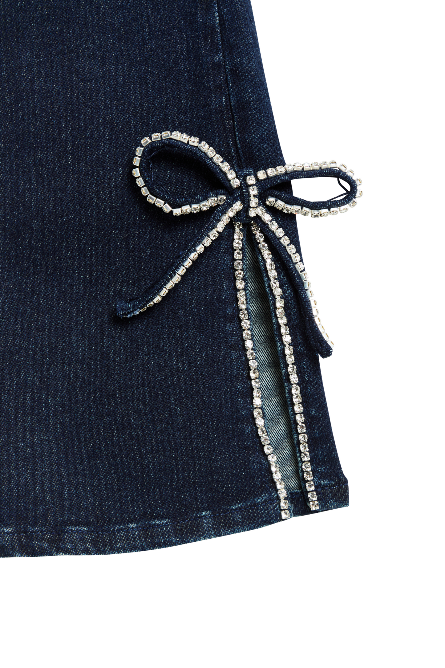 Rhinestone Bow Slit Flare