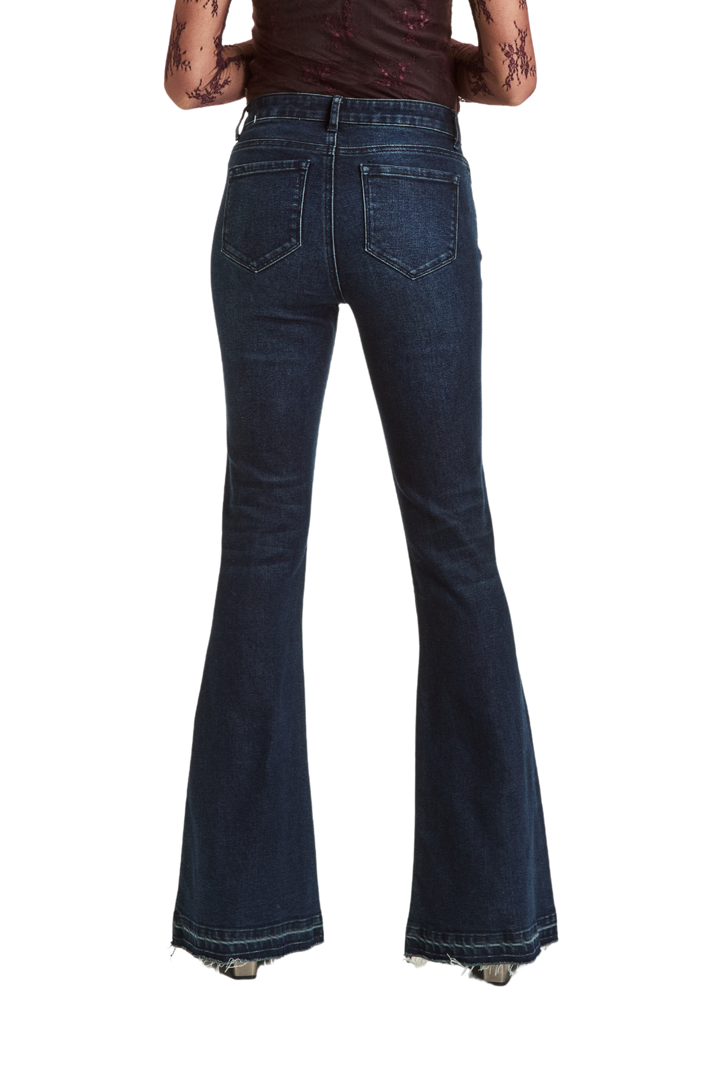High Rise Sexy Flare With Released Hem In Dark Indigo