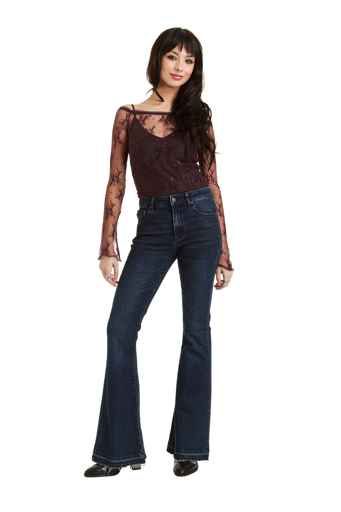 High Rise Sexy Flare With Released Hem In Dark Indigo