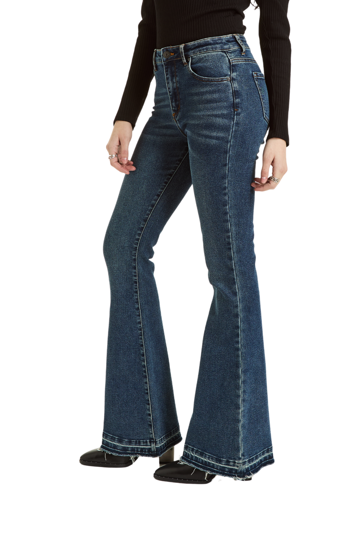 High Rise Sexy Flare With Released Hem In Indigo