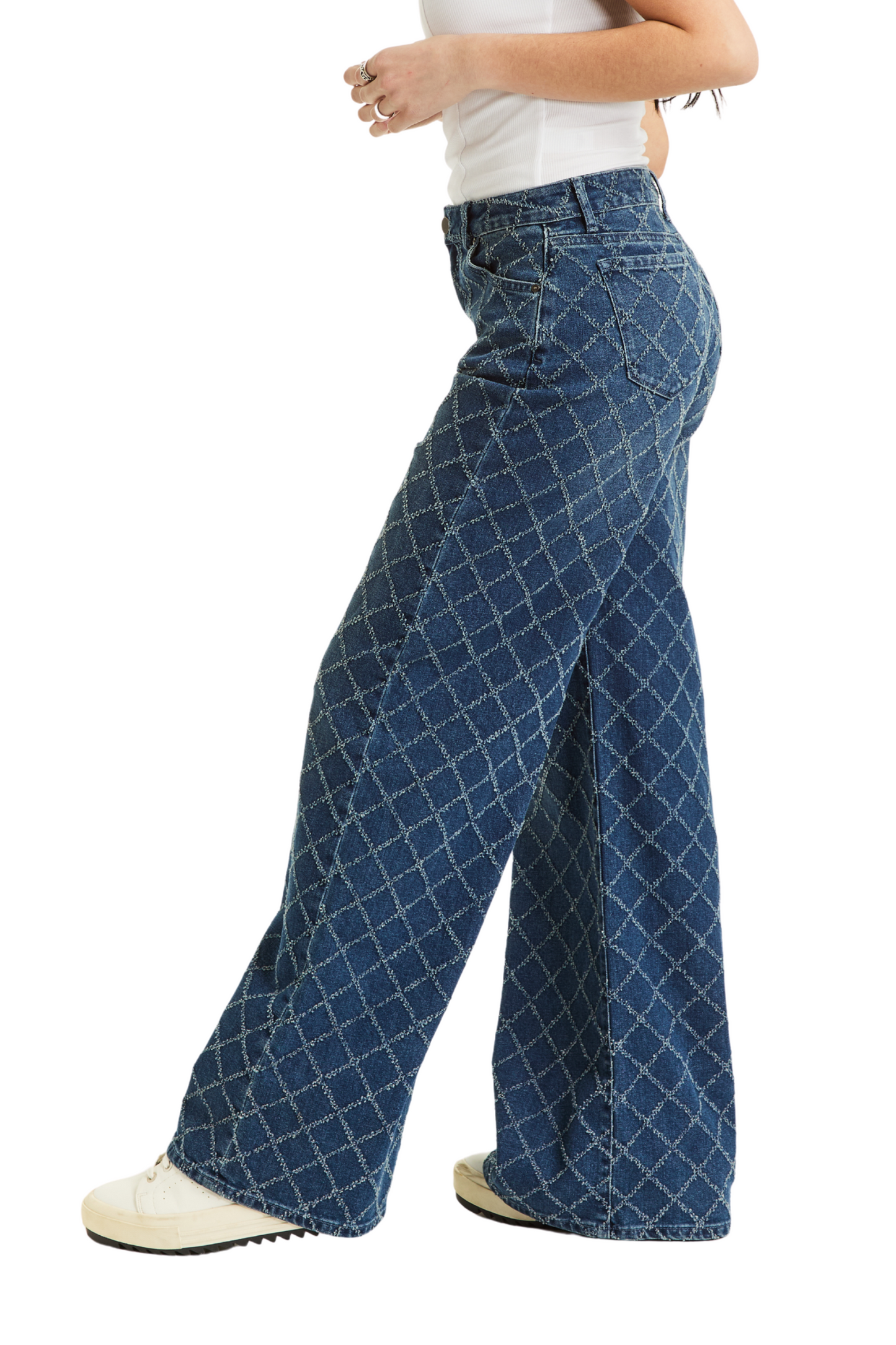 Diamond Needle Punch Wide Leg