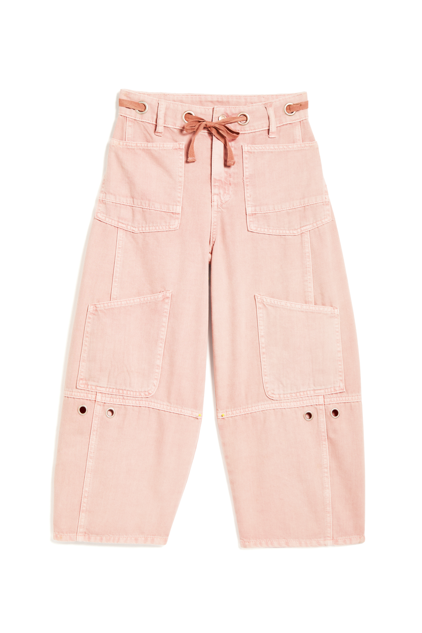 Grommet Waist Patch Barrel Pants