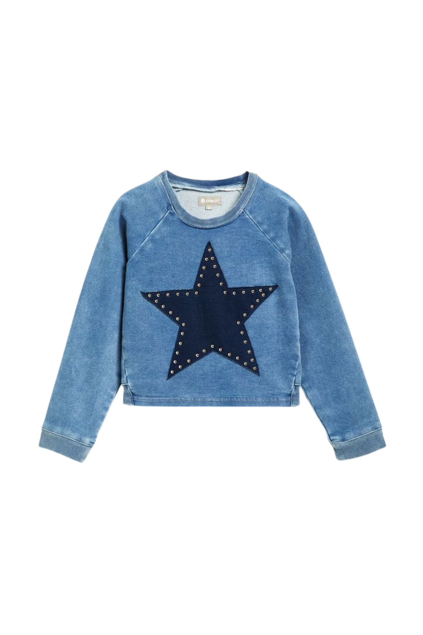 Suede Star Patch Long Sleeve Crew