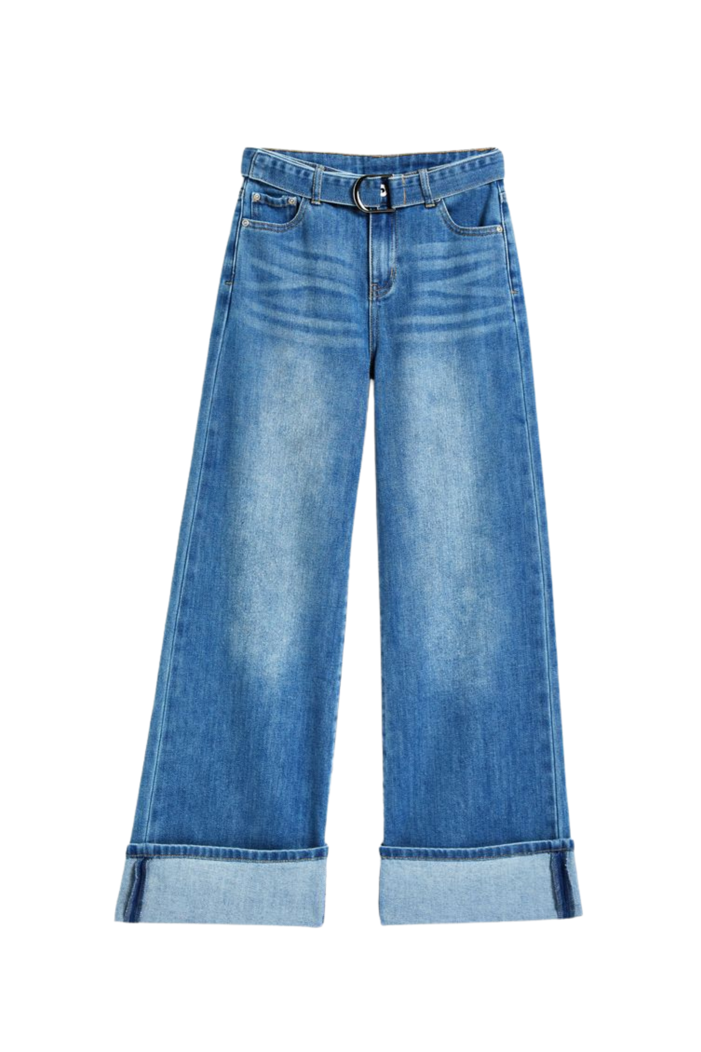 D Ring Belt Wide Leg With Cuff