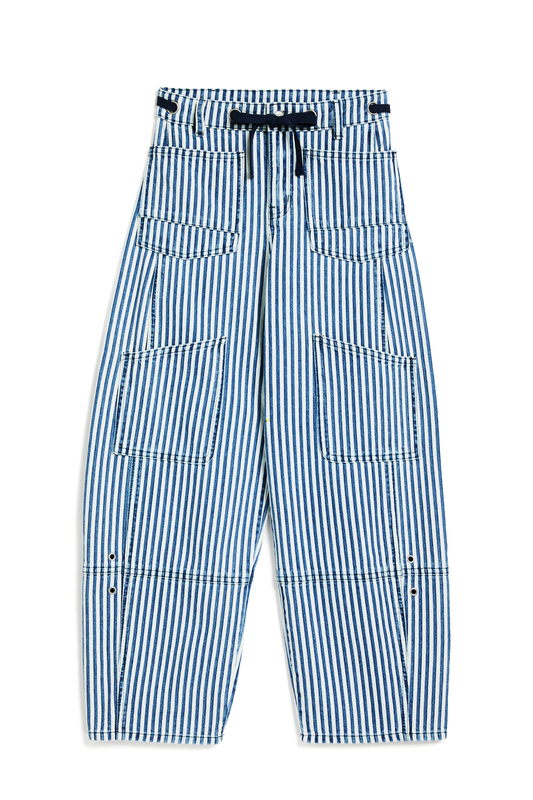 Grommet Waist Patched Barrel Pants