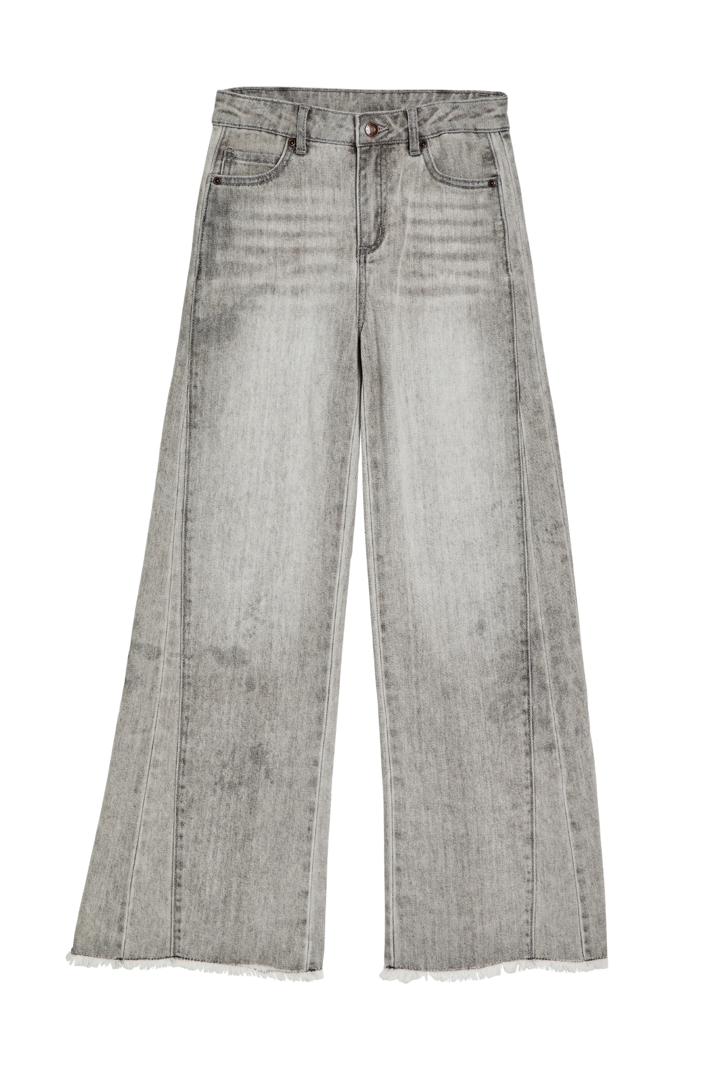 Side Paneled Seam Wide Leg With Fray Hem