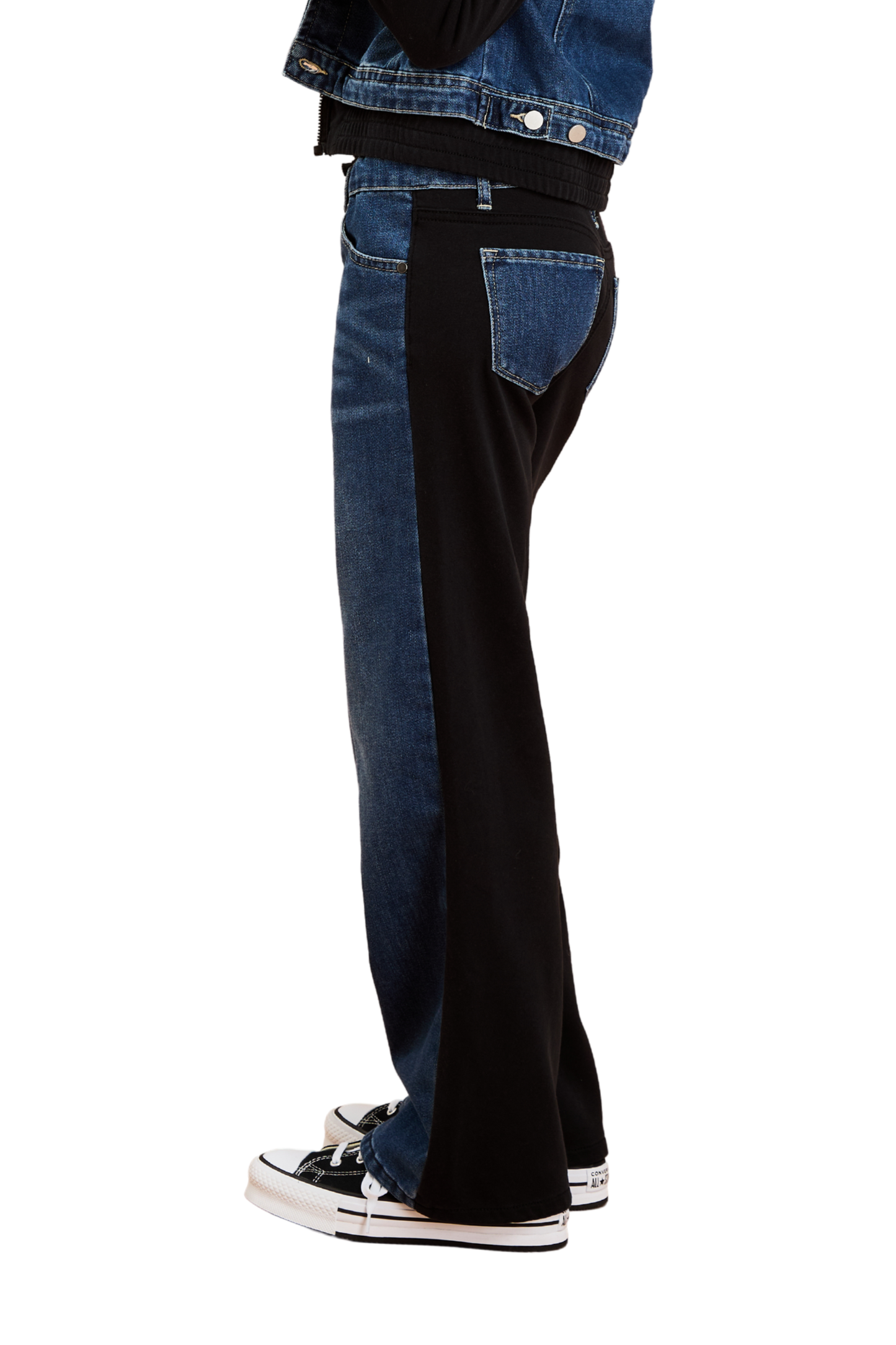Wide Leg Pull On Denim French Terry