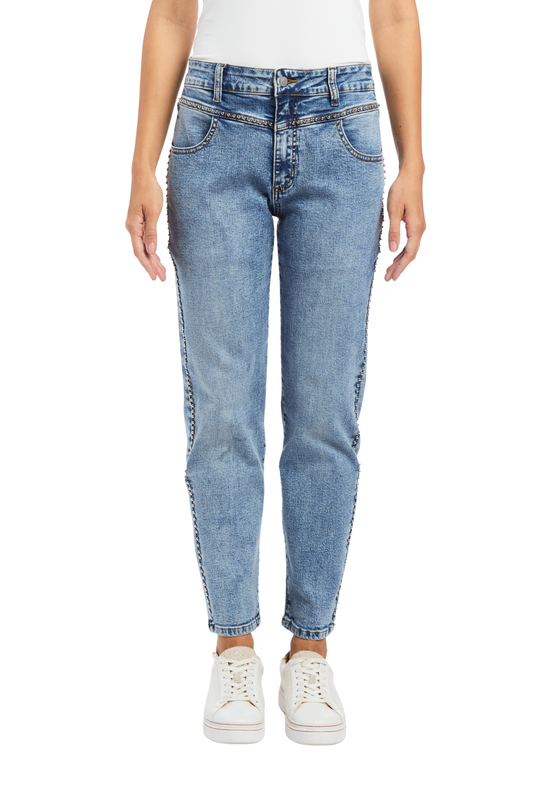 Stud Yoke Seam Slim Straight