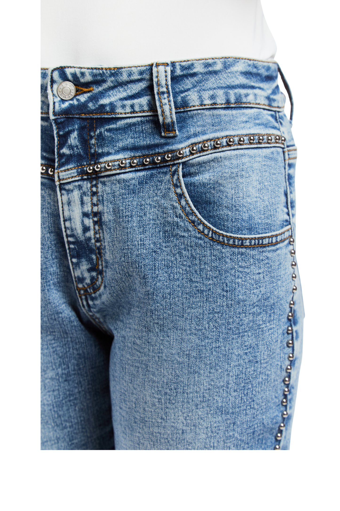 Stud Yoke Seam Slim Straight