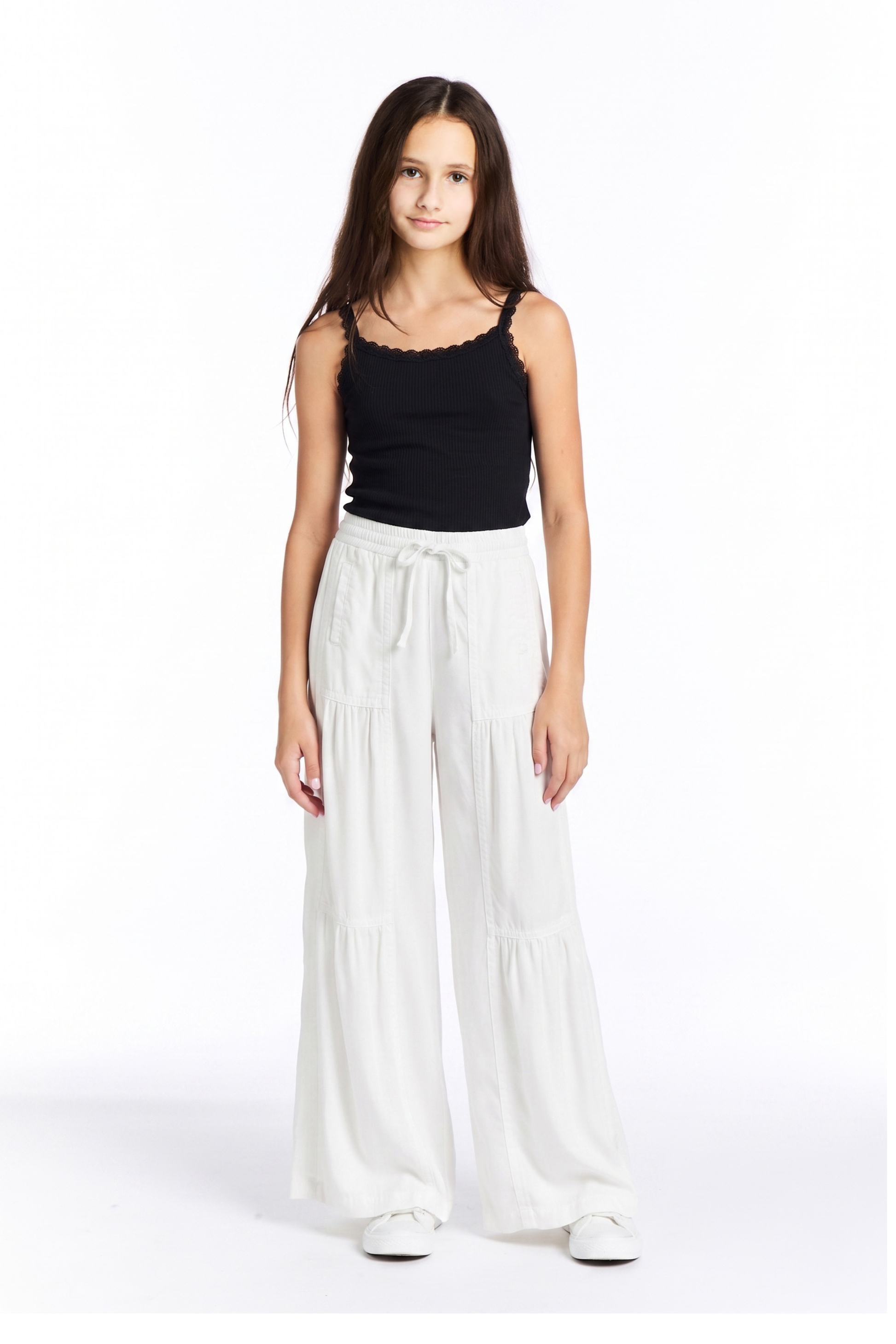 People Pull Drawstring Drawstring Tiered Wide Leg Pull On