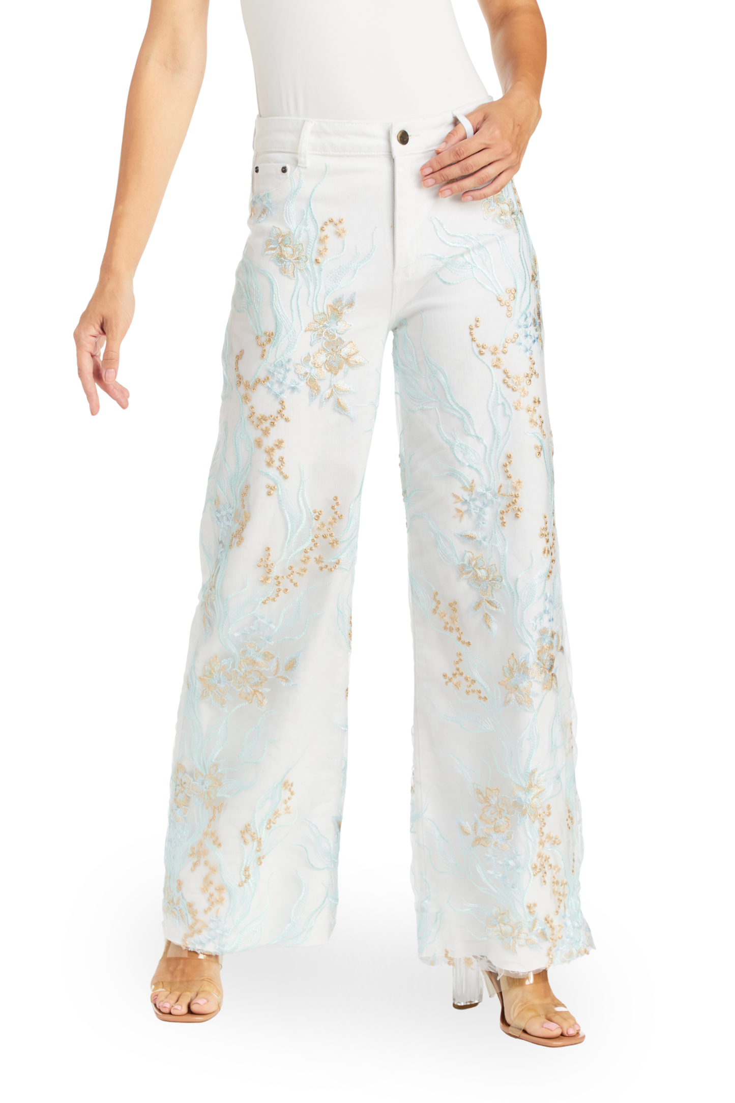 Lace Overlay Wide Leg