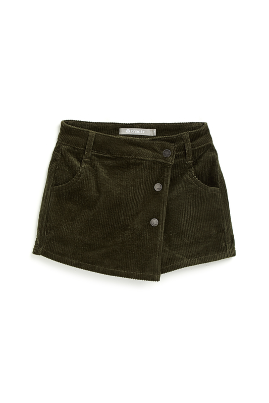 Corduroy Asymmetrical Button Skort