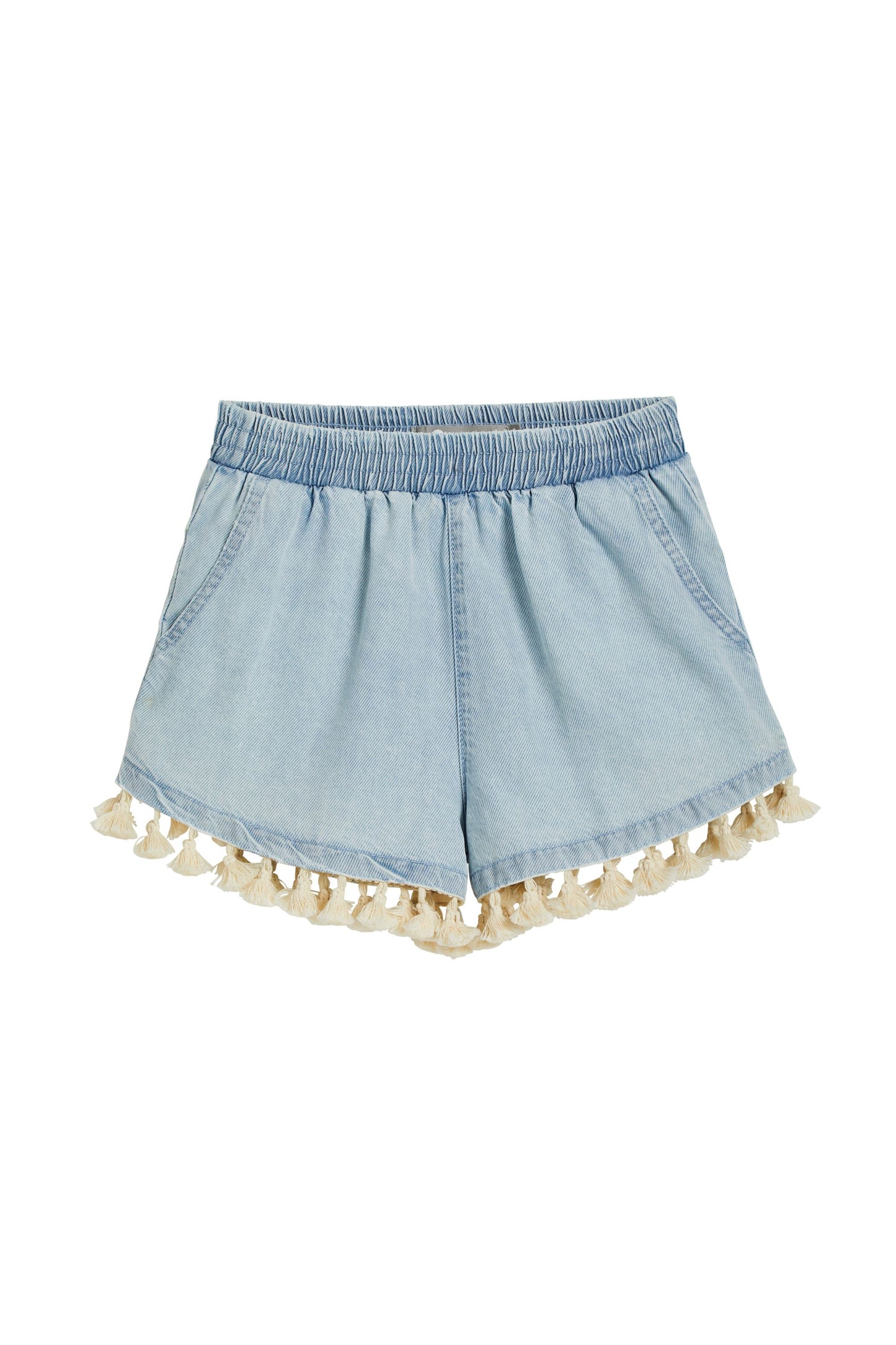 Tassel Hem Chambray Shorts