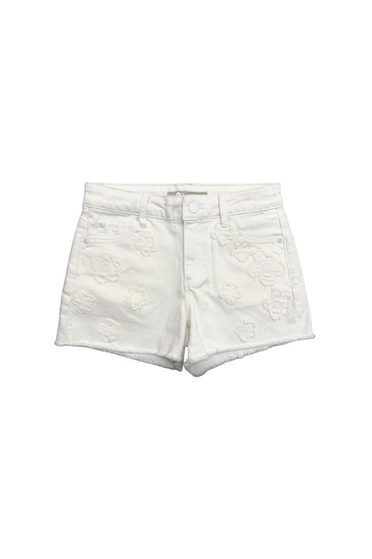 Floral Patch Fray Hem Shorts