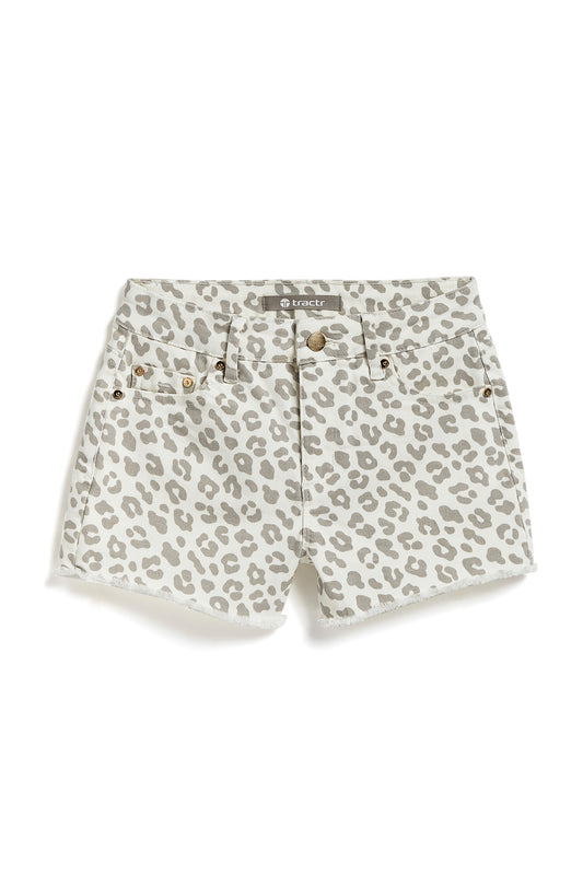 Brittany - Leopard Print Fray Hem Shorts