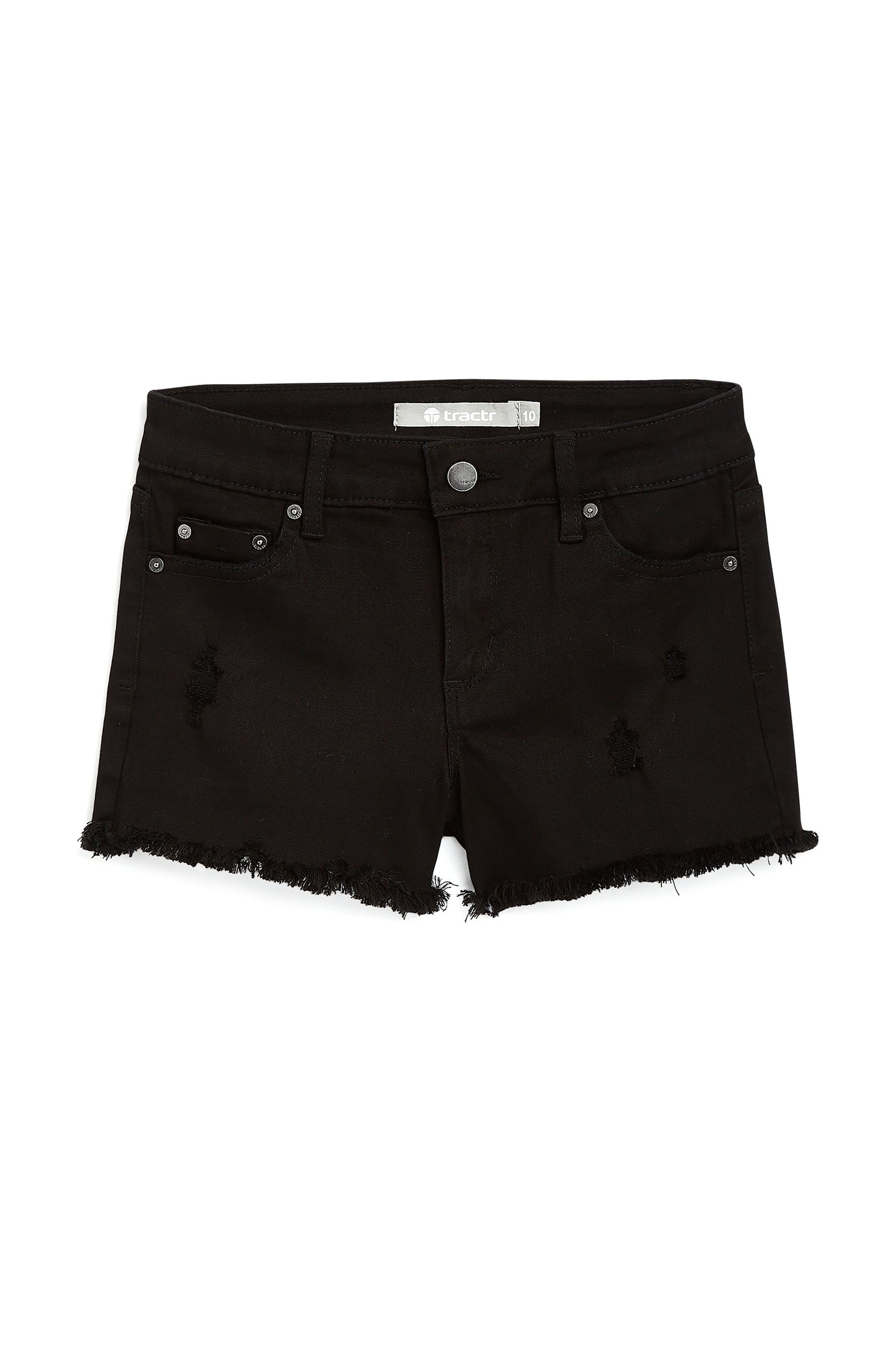 BRITTANY - 5 POCKETS FRAY SHORTS WITH DESTRUCTION IN BLACK