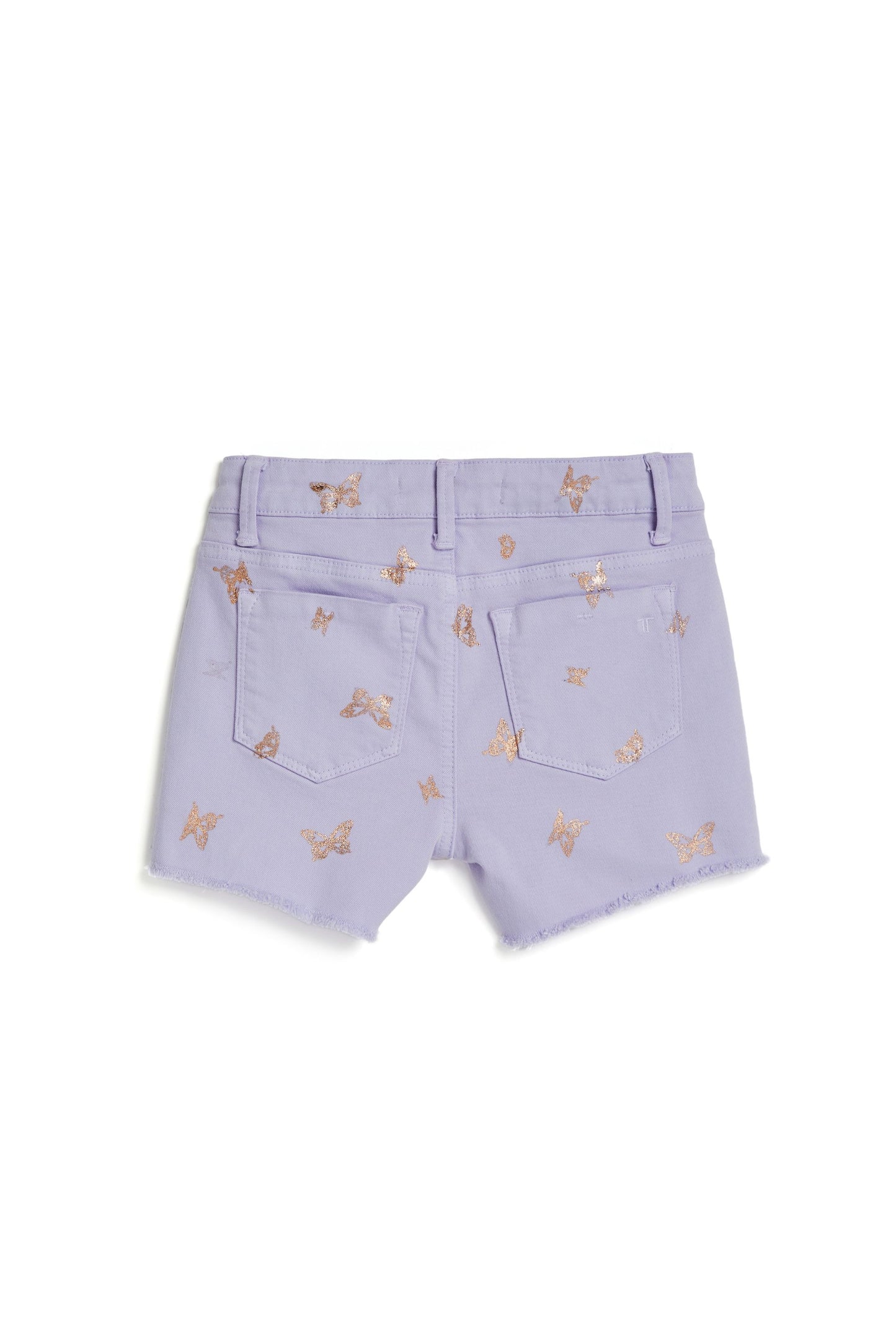 Brittany - Mid Rise Fray Hem Shorts With Foil Print Butterfly