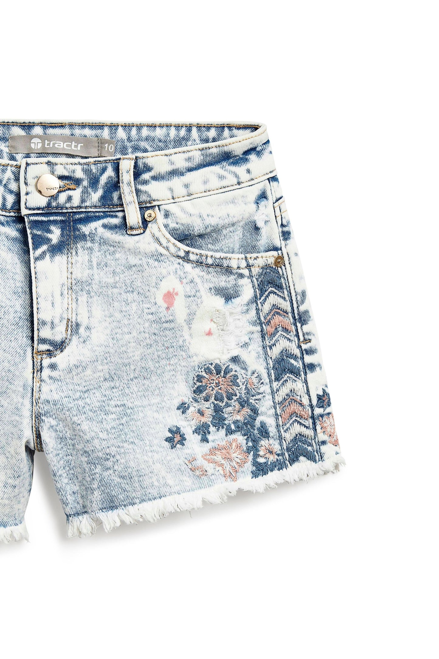 Embroidered Fray Hem Short