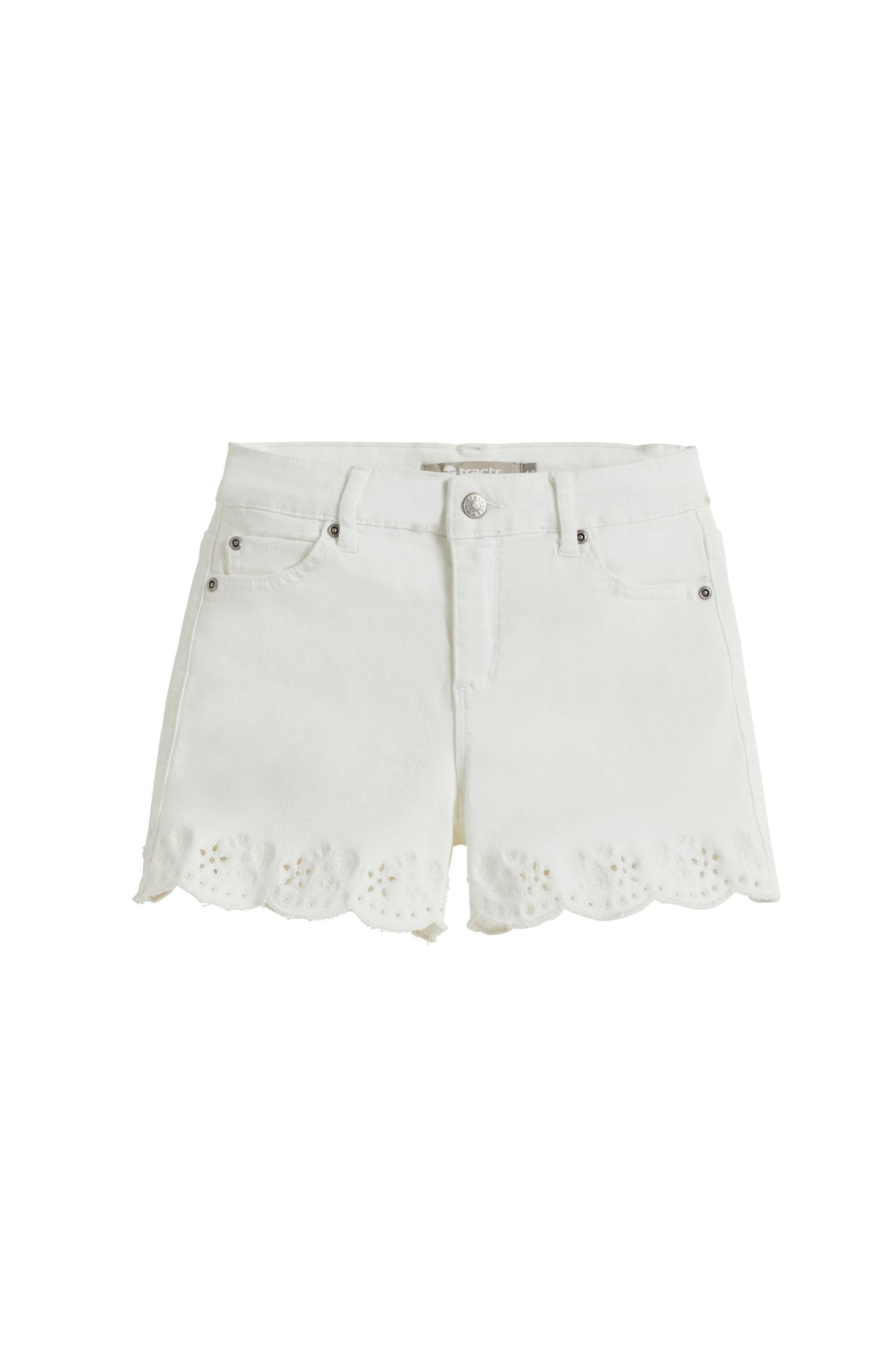 Floral Embroidery Eyelet Scallop Hem Shorts