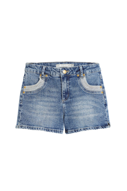 Dual Tone Shorts With Bow Pockets