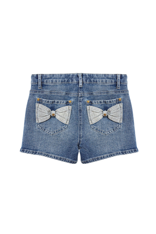 Dual Tone Shorts With Bow Pockets